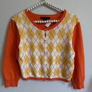 eci new york orange argyle cardigan